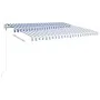 Toldo manual retráctil con postes azul y blanco 4x3 m de vidaXL, Toldos - Ref: Foro24-3069936, Precio: 580,70 €, Descuento: %