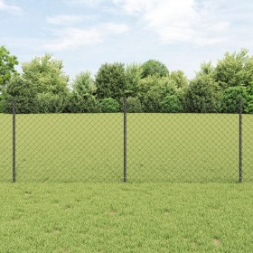 Cerca de Malla con 10 Postes en Gris 0.8x10 m de Acero de , Postes de cerca - Ref: Foro24-3336259, Precio: 88,87 €, Descuento: %