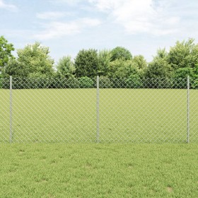 Cerca de Cadena con 10 Postes en Plata 0.8x10 m de Acero de , Postes de cerca - Ref: Foro24-3336287, Precio: 90,76 €, Descuen...