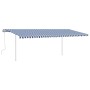 Toldo manual retráctil con postes azul y blanco 6x3,5 m de vidaXL, Toldos - Ref: Foro24-3070076, Precio: 702,36 €, Descuento: %