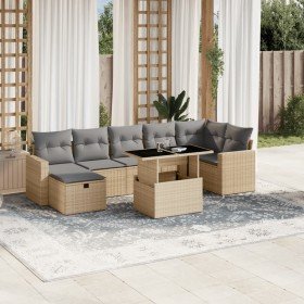 Set de sofás de jardín y cojines 8 piezas ratán sintético beige en Conjuntos de jardín | Comprar online en Foru.es
