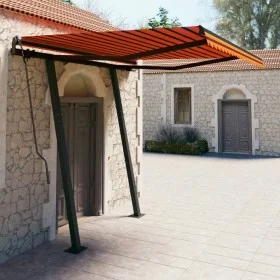 Toldo manual retráctil con postes naranja y marrón 3,5x2,5 m de vidaXL, Toldos - Ref: Foro24-3070120, Precio: 338,36 €, Descu...