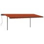 Toldo manual retráctil con postes naranja y marrón 3,5x2,5 m de vidaXL, Toldos - Ref: Foro24-3070120, Precio: 326,48 €, Descu...