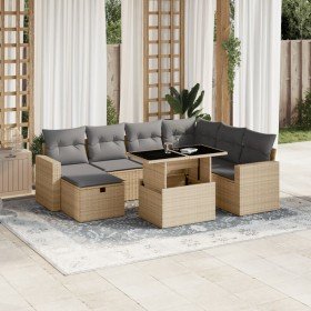 Set de sofás de jardín y cojines 8 piezas ratán sintético beige en Conjuntos de jardín | Comprar online en Foru.es