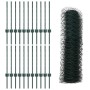 Postes de Rejilla 11 pcs U-Channel Verde 60 cm de Acero, Rejilla Hexagonal Verde 0.6x50 m de Acero de , Postes de cerca - Ref...