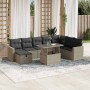 Set muebles jardín 9 pzas y cojines ratán sintético gris claro en Conjuntos de jardín | Comprar online en Foru.es