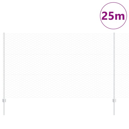 Postes de Cerca 22 pcs U-Canal 140 cm de Acero Galvanizado, Cerca Hexagonal 1.4x25 m de Acero Galvanizado de , Postes de cerc...