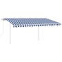 Toldo retráctil automático con postes azul y blanco 4x3,5 m de vidaXL, Toldos - Ref: Foro24-3070026, Precio: 516,28 €, Descue...