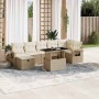 Set de sofás de jardín y cojines 8 piezas ratán sintético beige en Conjuntos de jardín | Comprar online en Foru.es