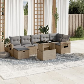 Set de sofás de jardín y cojines 8 piezas ratán sintético beige en Conjuntos de jardín | Comprar online en Foru.es