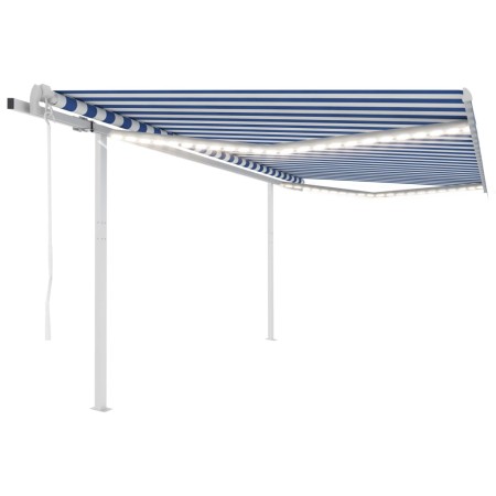 Toldo automático LED sensor de viento azul y blanco 4,5x3,5 m de vidaXL, Toldos - Ref: Foro24-3070051, Precio: 789,56 €, Desc...