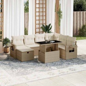 Set de sofás de jardín y cojines 8 piezas ratán sintético beige en Conjuntos de jardín | Comprar online en Foru.es