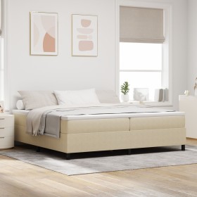 Cama Box Spring con Colchón Beige Claro 200x200 cm Tela de Pana de , Camas y somieres - Ref: Foro24-3337486, Precio: 528,44 €...