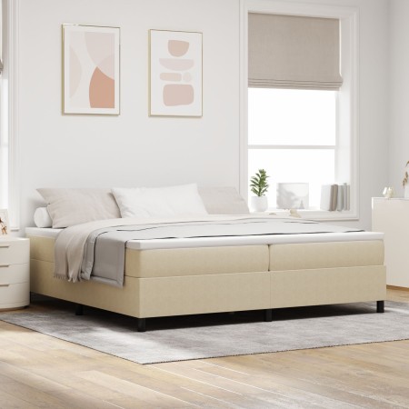 Cama Box Spring con Colchón Beige Claro 200x200 cm Tela de Pana de , Camas y somieres - Ref: Foro24-3337486, Precio: 528,44 €...