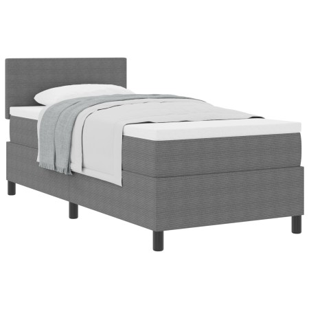 Cama Box Spring con Colchón Gris 100x200 cm Tela de Pana de , Camas y somieres - Ref: Foro24-3337499, Precio: 304,93 €, Descu...