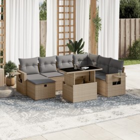 Set de sofás de jardín y cojines 8 piezas ratán sintético beige en Conjuntos de jardín | Comprar online en Foru.es