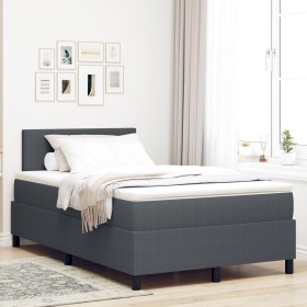 Cama con Box Spring con Colchón Gris Oscuro 120x200 cm Tela de Corduroy de , Camas y somieres - Ref: Foro24-3337508, Precio: ...