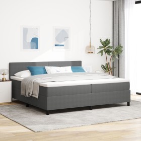 Cama Box Spring con Colchón Gris 200x200 cm Tela de Pana de , Camas y somieres - Ref: Foro24-3337527, Precio: 596,34 €, Descu...