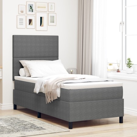 Cama con somier con colchón gris claro 100x200 cm tela de terciopelo de , Camas y somieres - Ref: Foro24-3337543, Precio: 359...