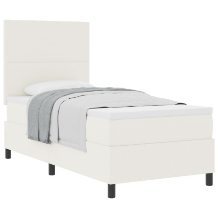 Cama Box Spring con Colchón Crema 100x200 cm Tela de Pana de , Camas y somieres - Ref: Foro24-3337545, Precio: 346,33 €, Desc...