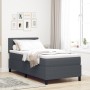 Cama con Base de Resortes con Colchón & Luz LED Gris Oscuro 90x200 cm Tela de Pana de , Camas y somieres - Ref: Foro24-333758...