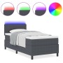 Cama con Base de Resortes con Colchón & Luz LED Gris Oscuro 90x200 cm Tela de Pana de , Camas y somieres - Ref: Foro24-333758...