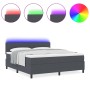 Cama con somier con colchón y luz LED gris oscuro tela de corduroy de , Camas y somieres - Ref: Foro24-3337612, Precio: 530,1...