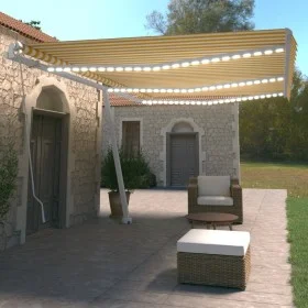 Toldo manual retráctil con LED amarillo y blanco 600x350 cm de vidaXL, Toldos - Ref: Foro24-3069683, Precio: 862,89 €, Descue...
