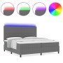Cama con Somier con Colchón y Luz LED Gris 200x200 cm Tela de Pana de , Camas y somieres - Ref: Foro24-3337659, Precio: 613,3...