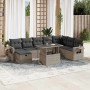 Set muebles jardín 9 pzas y cojines ratán sintético gris claro en Conjuntos de jardín | Comprar online en Foru.es