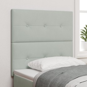 Cabecero de con botones acolchados en terciopelo gris claro de 80 cm de , Cabeceros y pies de cama - Ref: Foro24-3337789, Pre...