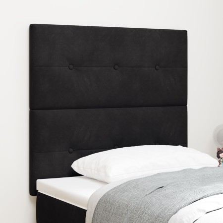 Cabecera con botones, tapizada en terciopelo negro de 90 cm de , Cabeceros y pies de cama - Ref: Foro24-3337804, Precio: 76,6...