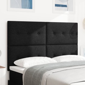 Cabecero con botones tapizado en negro de 140 cm de tela de , Cabeceros y pies de cama - Ref: Foro24-3337823, Precio: 104,74 ...