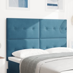Cabecero con botones acolchados en terciopelo azul oscuro de 140 cm de , Cabeceros y pies de cama - Ref: Foro24-3337832, Prec...