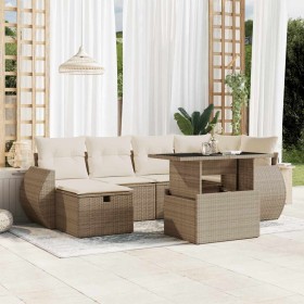 Set sofás de jardín 7 piezas y cojines ratán sintético beige en Conjuntos de jardín | Comprar online en Foru.es