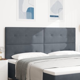 Cabecero con botones tapizado en terciopelo gris oscuro de 200 cm de , Cabeceros y pies de cama - Ref: Foro24-3337868, Precio...
