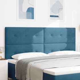 Cabezal con botones acolchonados en terciopelo azul oscuro de 200 cm de , Cabeceros y pies de cama - Ref: Foro24-3337871, Pre...