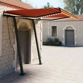 Manual retractable awning with orange and brown LED 3.5x2.5 m by vidaXL, Awnings - Ref: Foro24-3070125, Price: 509,76 €, Disc...
