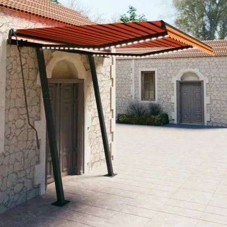 Toldo manual retráctil con LED naranja y marrón 3,5x2,5 m de vidaXL, Toldos - Ref: Foro24-3070125, Precio: 509,76 €, Descuent...
