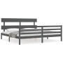 Estructura de cama con cabecero madera maciza gris 200x200 cm de vidaXL, Camas y somieres - Ref: Foro24-3195113, Precio: 170,...