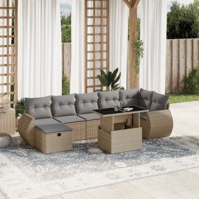 Set de sofás de jardín y cojines 8 piezas ratán sintético beige en Conjuntos de jardín | Comprar online en Foru.es