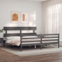 Estructura de cama con cabecero madera maciza gris 200x200 cm de vidaXL, Camas y somieres - Ref: Foro24-3195113, Precio: 170,...