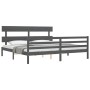 Estructura de cama con cabecero madera maciza gris 200x200 cm de vidaXL, Camas y somieres - Ref: Foro24-3195113, Precio: 170,...