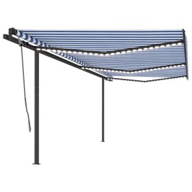 Toldo automático con LED sensor de viento azul y blanco 6x3 m de vidaXL, Toldos - Ref: Foro24-3070211, Precio: 833,04 €, Desc...