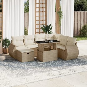 Set de sofás de jardín y cojines 8 piezas ratán sintético beige en Conjuntos de jardín | Comprar online en Foru.es