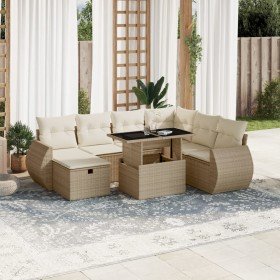 Set de sofás de jardín y cojines 8 piezas ratán sintético beige en Conjuntos de jardín | Comprar online en Foru.es