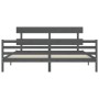 Estructura de cama con cabecero madera maciza gris 200x200 cm de vidaXL, Camas y somieres - Ref: Foro24-3195113, Precio: 170,...