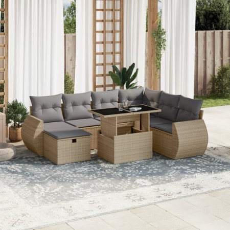 Set de sofás de jardín y cojines 8 piezas ratán sintético beige en Conjuntos de jardín | Comprar online en Foru.es