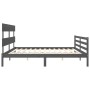 Estructura de cama con cabecero madera maciza gris 200x200 cm de vidaXL, Camas y somieres - Ref: Foro24-3195113, Precio: 170,...