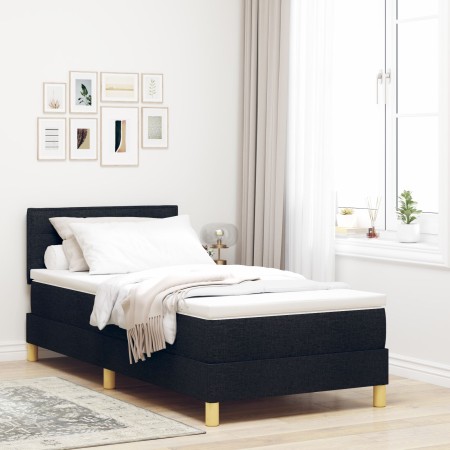 Cama Box Spring con Colchón Negra 100x200 cm Tela de , Camas y somieres - Ref: Foro24-3338820, Precio: 309,38 €, Descuento: %